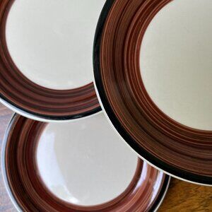 Mulberry Home Collection by Genmert Inc 4 Stoneware Salad Plates Brown Striped